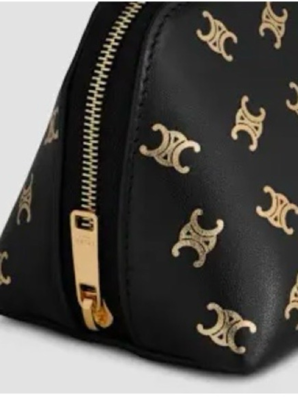 Celine small cosmetic pouch in triomphe gold embossed